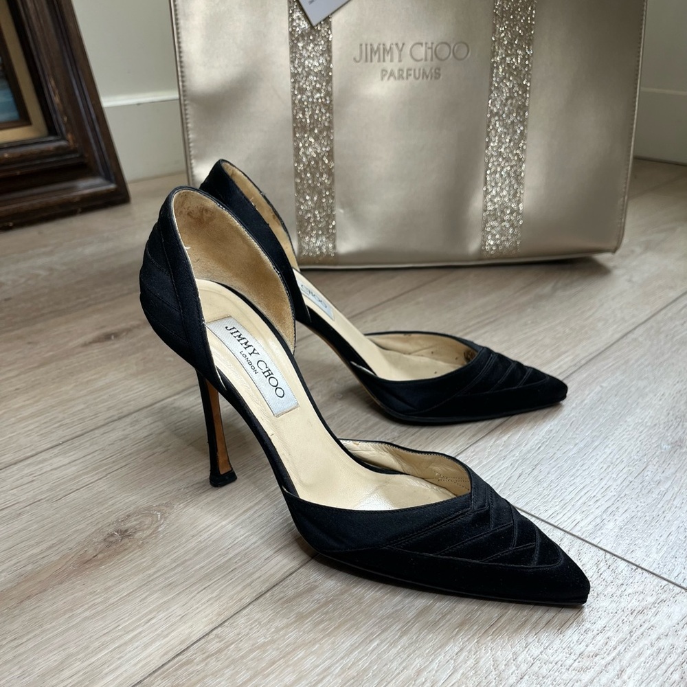 Jimmy Choo Black Satin Heels